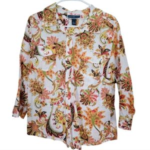 Karen Scott 90s Vintage Top Shirt Blouse Button Up Size XL